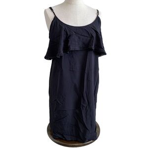 La Vie en Rose Aqua - Black Flowy Beach Dress - Size L